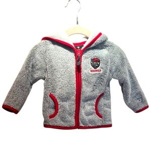 Oklahoma Boomer Sooner Mascot Baby Fuzzy Fleece Jacket 3-6 Months